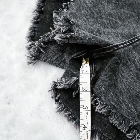 NWT- KANCAN High Rise Acid Wash Distressed Shorts for Women in Black - Picture 11 of 12